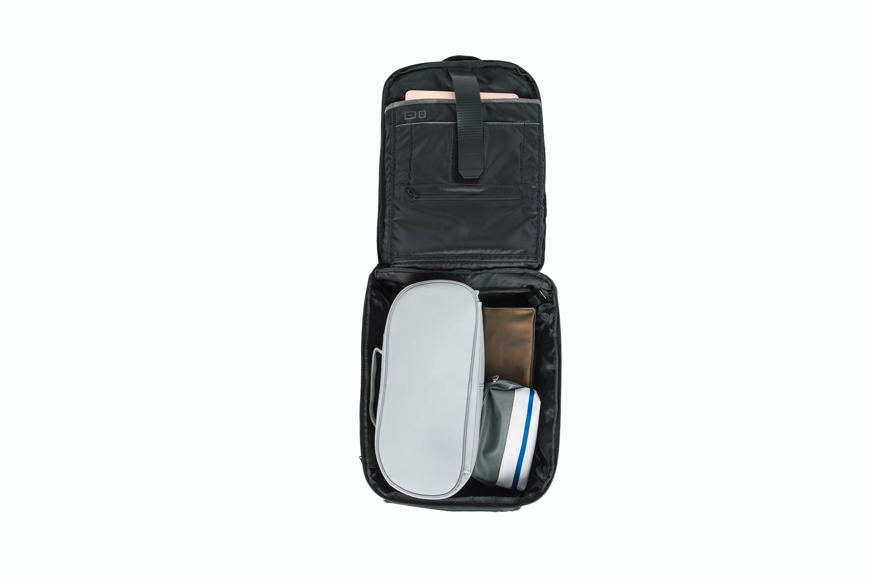 Numerous compartments for all devices.  19 (medium) and 23 (large) Liter capacity