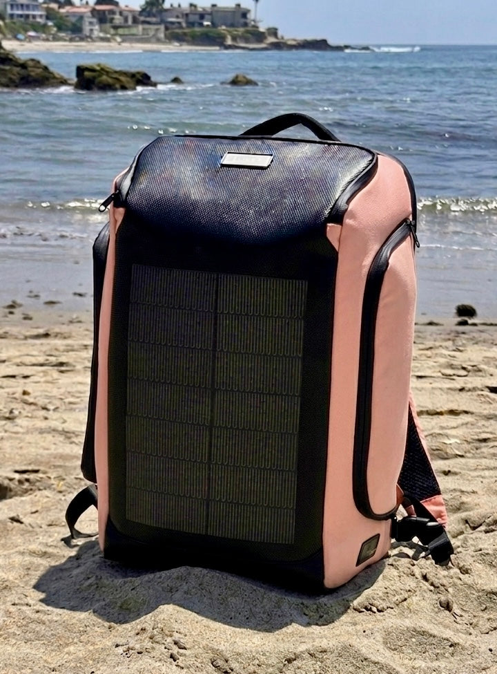 Salmon Solar Backpack with USB Charging