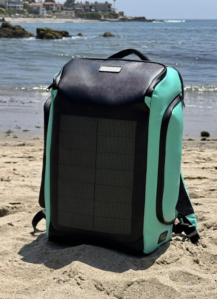 Teal Solar Backpack with USB Charging